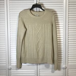 St John’s Bay Beige Crewneck Long-Sleeve Knit Sweater L